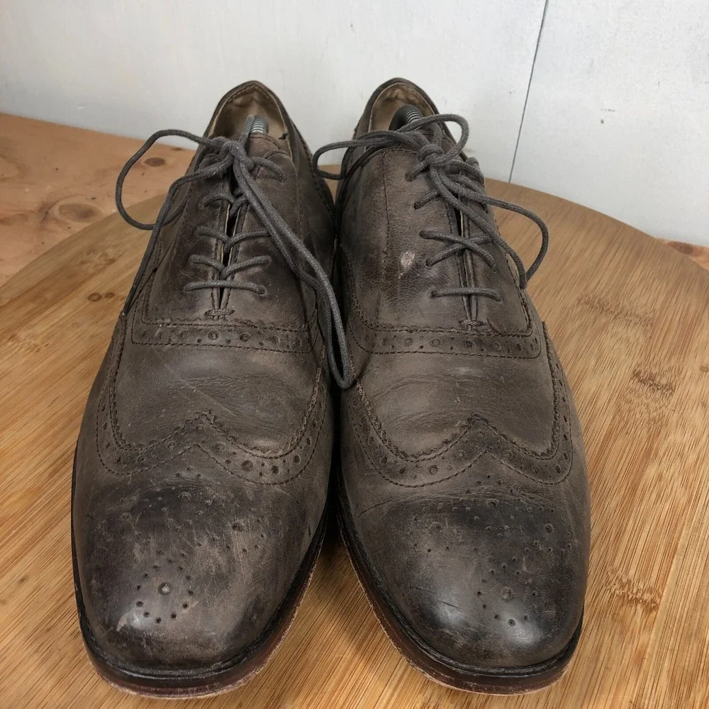Polo Ralph Lauren Damoin Mens 11.5 shoes Wingtip Brown Leather Dress Oxfords